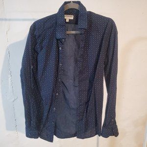 Express Medium Navy Patterned Extra Slim Men's Button Up